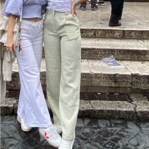 H&M Light green Wide Leg Pants